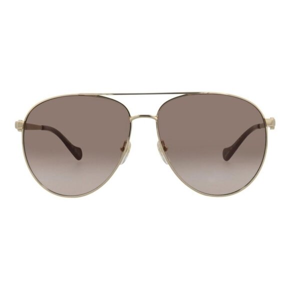 New Authentic Gucci Womens Aviator Gold Gold Brown Fashion Designer Sunglasses - Picture 1 of 5